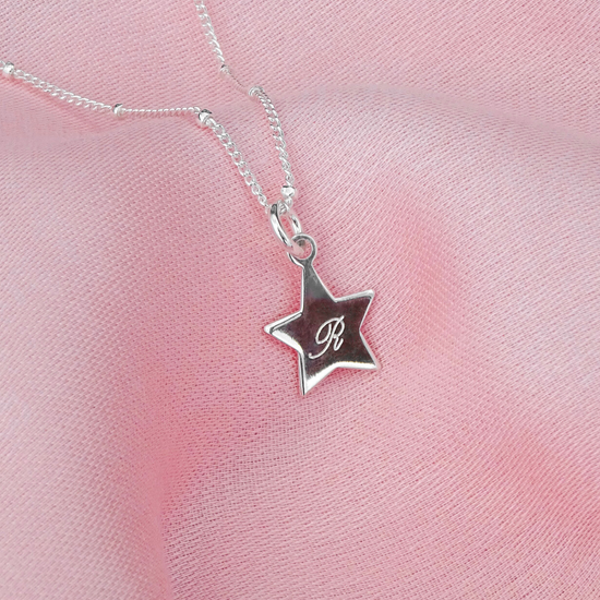Silver Star Initial Necklace