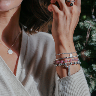 Beaded Pink Tourmaline Bracelet