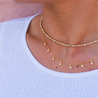 Multi Diamond Shaped Droplet Crystal Necklace - Tomm Jewellery