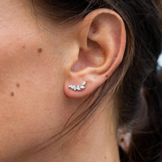 Dainty Leaf Climber Earrings