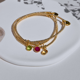 Peridot Birthstone Charm Beaded Bracelet