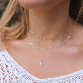 Crystal Lightning Bolt Pendant Necklace - Tomm Jewellery