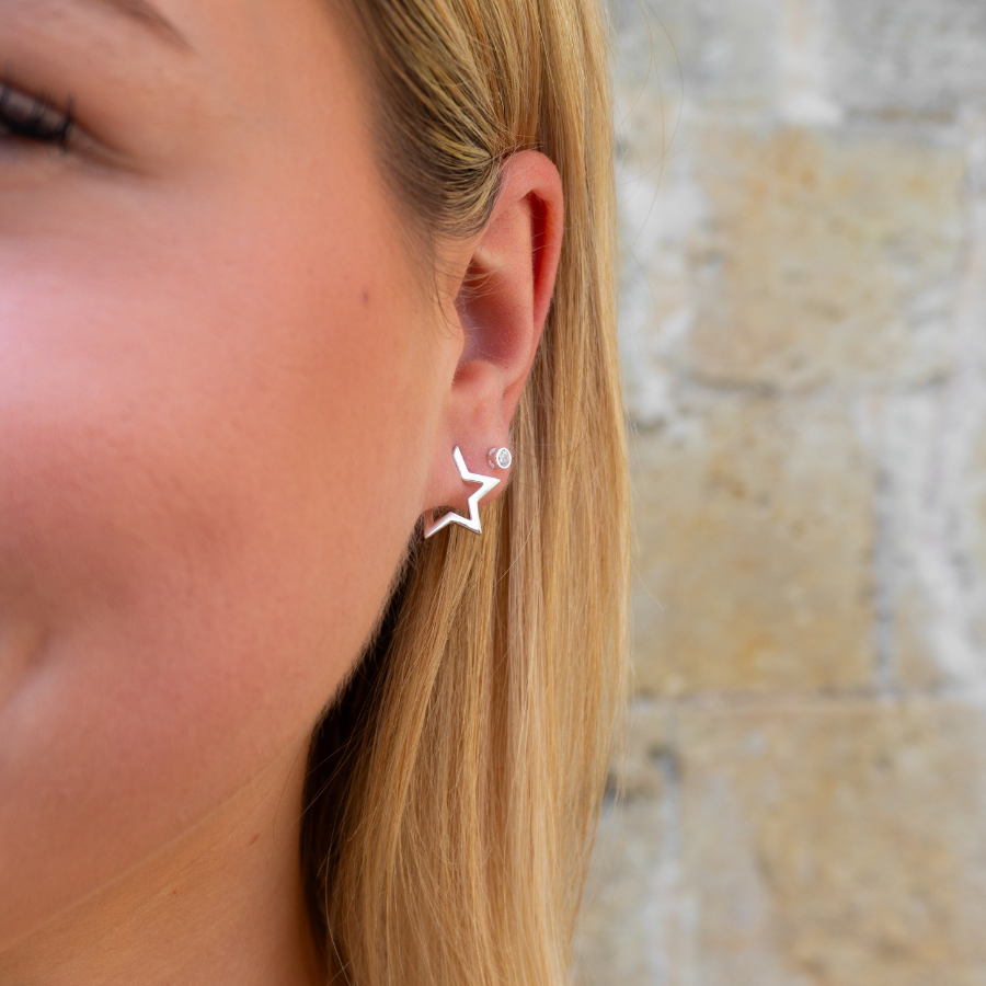 Star Huggie Earrings Gold & Silver Star Earrings Tomm Jewellery Tomm Jewellery