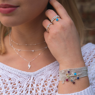 Turquoise Birthstone Charm Beaded Bracelet