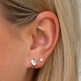 Tiny Heart Huggie Hoops - Tomm Jewellery