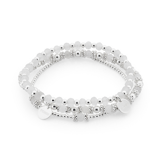 White Agate Bracelet Stack