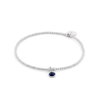 Sapphire Birthstone Charm Beaded Bracelet
