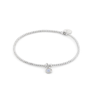 Moonstone Birthstone Charm Beaded Bracelet