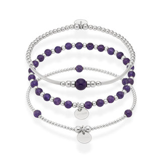 Amethyst Bracelet Stack of Three