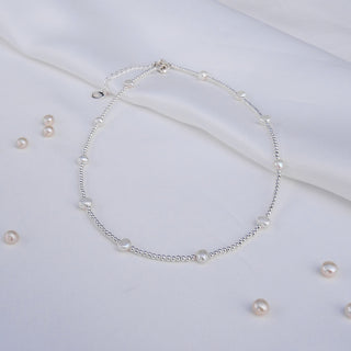 Dainty Beaded Necklace with Freshwater Pearls