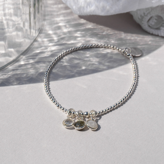 Labradorite Birthstone Charm Beaded Bracelet - Tomm Jewellery