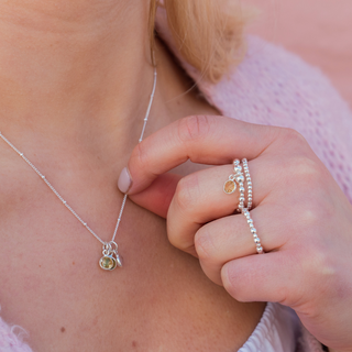 Citrine Birthstone Charm Beaded Ring