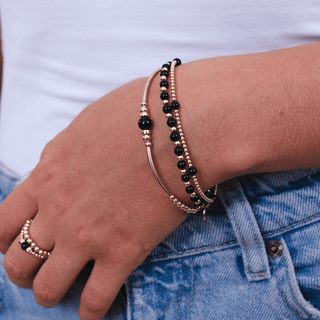 Black Onyx Bracelet Stack of Three