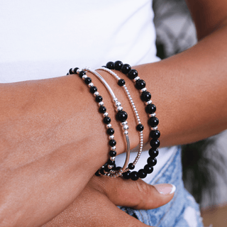 Black Onyx Bracelet Stack of Three