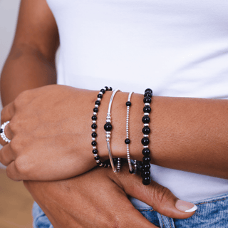 Black Onyx Bracelet Stack of Three