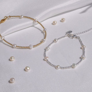 Dainty Beaded Freshwater Pearl Necklace, Bracelet & Earring Bridal Jewellery Set