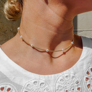 Dainty Beaded Freshwater Pearl Necklace & Earrings Bridal Jewellery Set