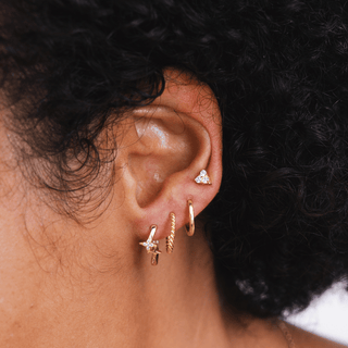 Crystal Shooting Star Huggie Hoops - Tomm Jewellery