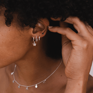 Multi Star Necklace & Hoop Earring Set - Tomm Jewellery