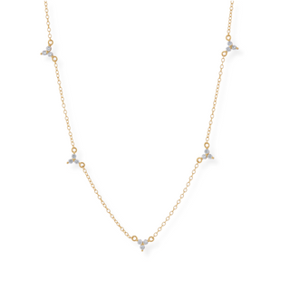Multi Three Leaf Crystal Drop Necklace - Tomm Jewellery