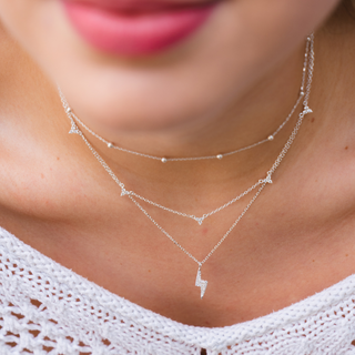 Crystal Lightning Bolt Pendant Necklace - Tomm Jewellery