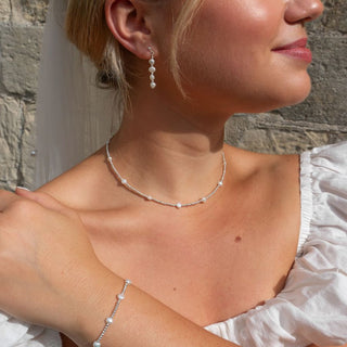 Dainty Beaded Necklace with Freshwater Pearls
