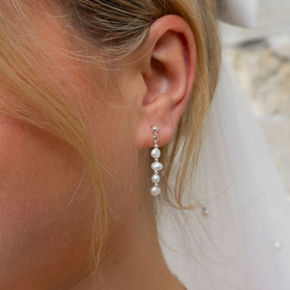 Single Freshwater Pearl Necklace and Earrings Bridal Jewellery Set