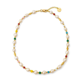 Beaded Pearl Rainbow Necklace