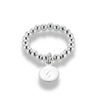 Silver Personalised Initial Charm Ring