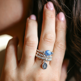 Silver Personalised Initial Charm Ring