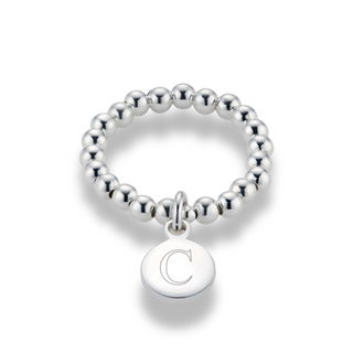 Silver Personalised Initial Charm Ring