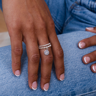 Silver Personalised Initial Charm Ring