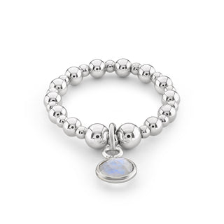 Moonstone Birthstone Charm Beaded Ring