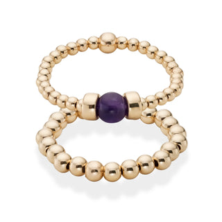 Dainty Amethyst Beaded Ring Stack