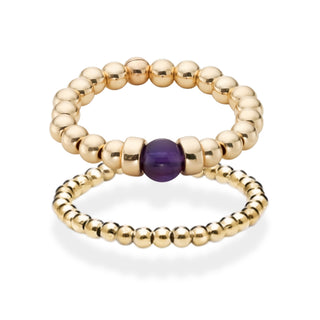 Amethyst Beaded Ring Stack