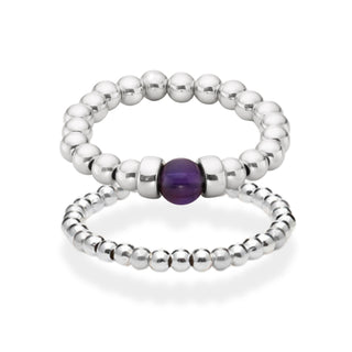 Amethyst Beaded Ring Stack