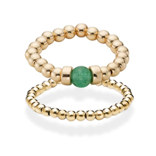 Aventurine Beaded Ring Stack