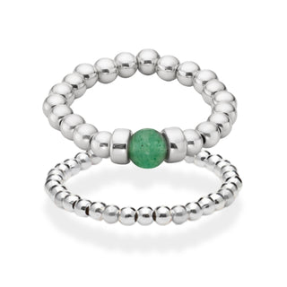 Aventurine Beaded Ring Stack
