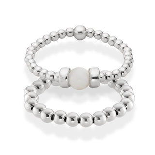 Dainty Mother of Pearl Beaded Ring Stack