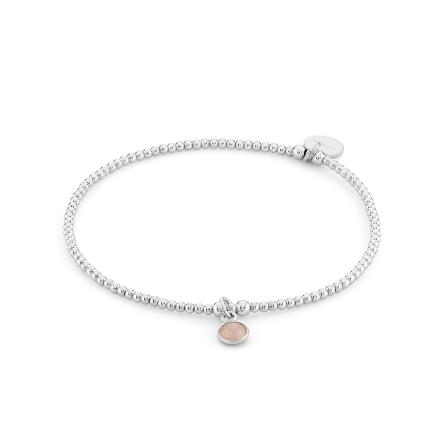 Birthstone Rose Quartz Charm Bracelet