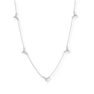 Multi Three Leaf Crystal Drop Necklace - Tomm Jewellery