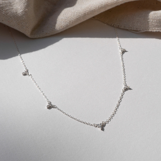Multi Three Leaf Crystal Drop Necklace - Tomm Jewellery