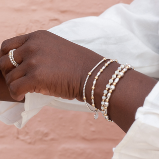 Aria Dainty Beaded Mixed Metal Bracelet - Tomm Jewellery