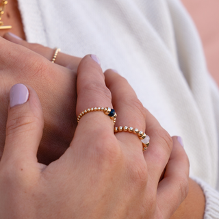 Dainty Midnight Blue Agate Ring - Tomm Jewellery