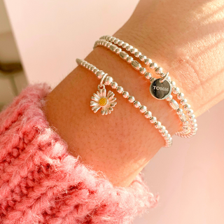 Daisy Flower Charm Bracelet- stack