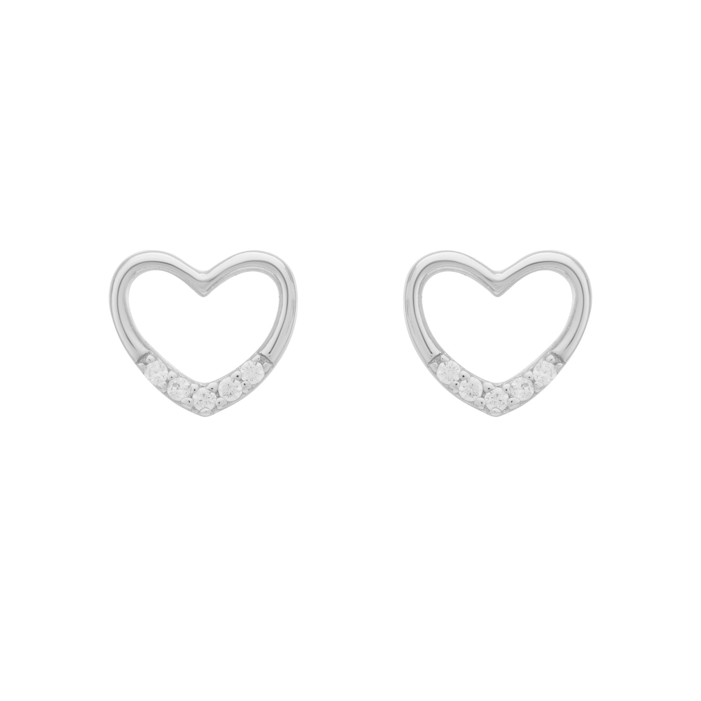 Dainty Hollow Crystal Heart Earrings