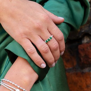 Emerald Green Agate Trio Ring - Tomm Jewellery