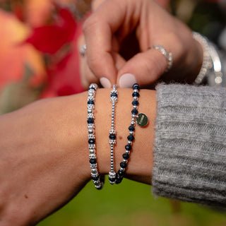Midnight Blue Agate Bracelets Stack - Tomm Jewellery