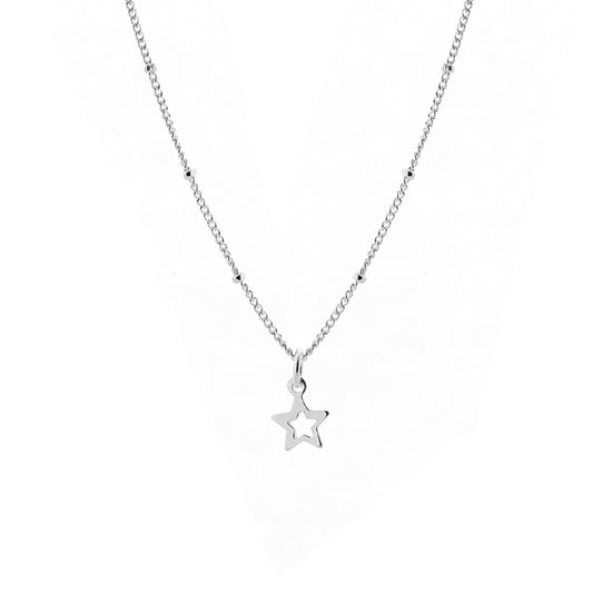 Hollow Silver Star Necklace