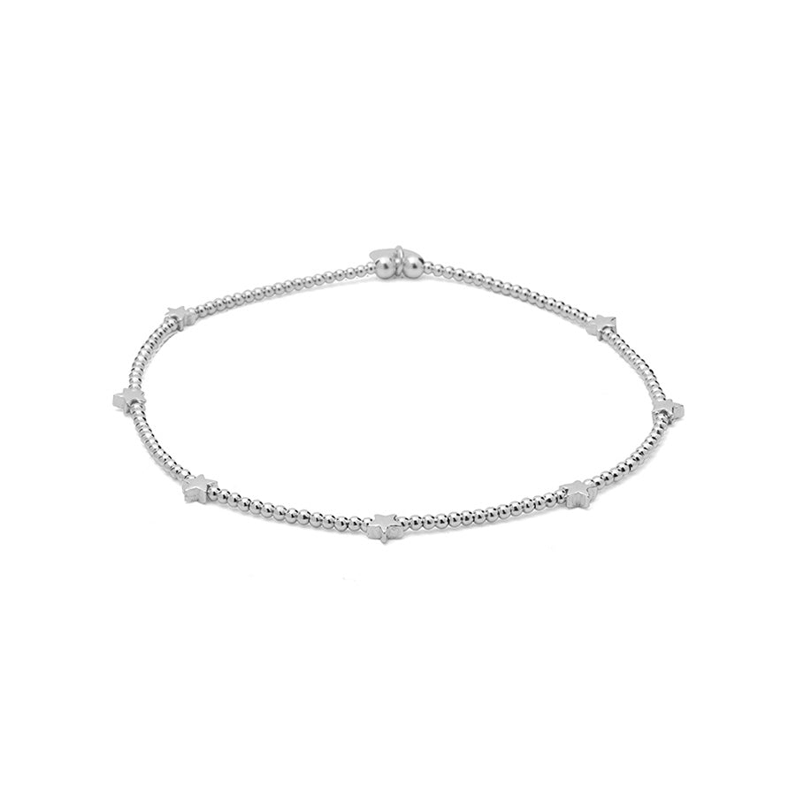 Beaded Silver Star Anklet